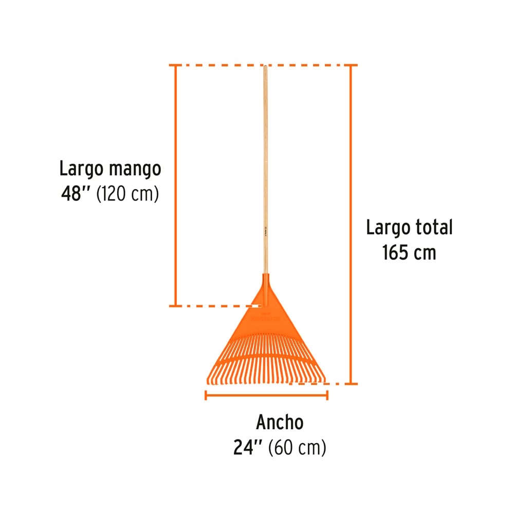 ESCOBA PLÁSTICA RÍGIDA PARA JARDÍN 26 DIENTES MANGO 48' EP-26R - 2