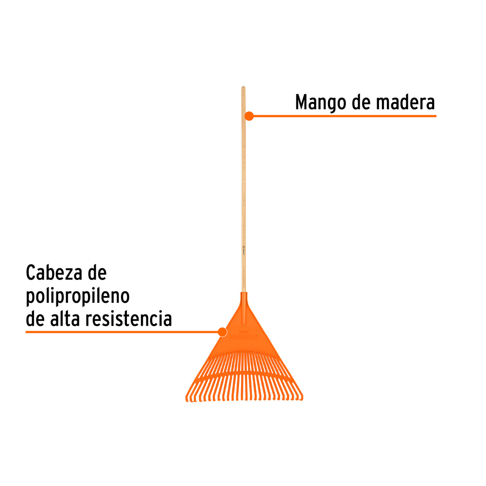 ESCOBA PLÁSTICA RÍGIDA PARA JARDÍN 26 DIENTES MANGO 48' EP-26R - 3
