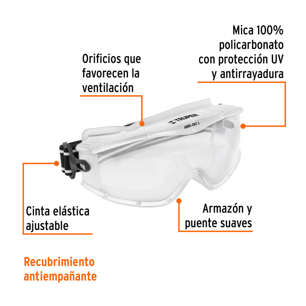 GOGGLES DE SEGURIDAD PROFESIONALES ANTIEMPAÑO EXPERT - 2