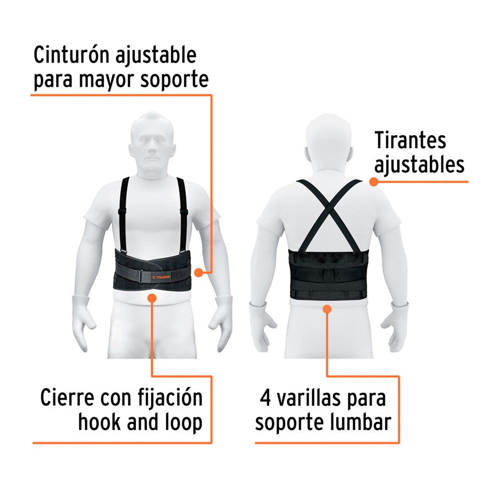 FAJA LUMBAR CON TERCER CINTURÓN TALLA XG TRUPER - 4