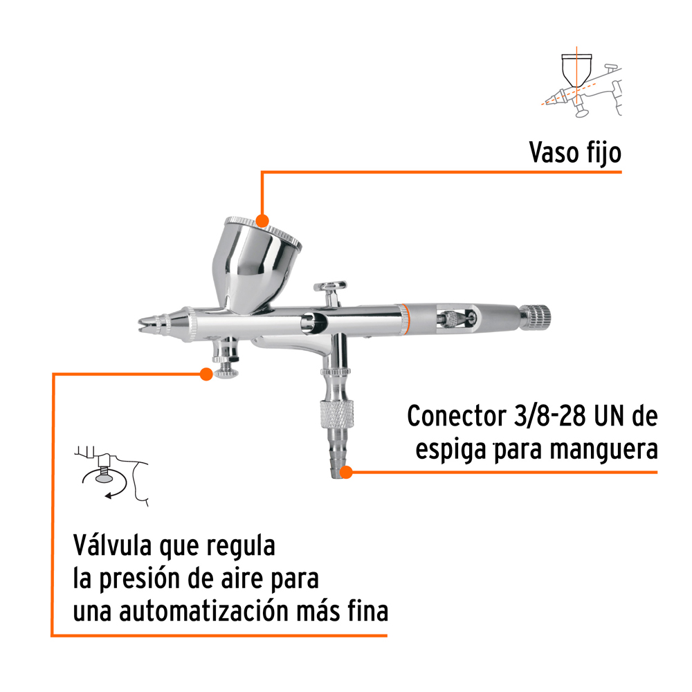 AERÓGRAFO DE GRAVEDAD CON VASO FIJO TRUPER - 3