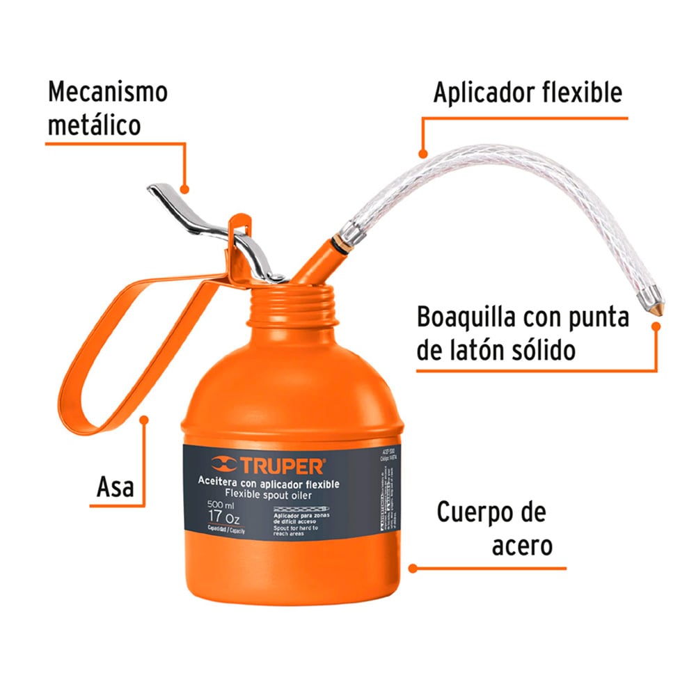 ACEITERA DE 500 ML (17 OZ) CON APLICADOR FLEXIBLE TRUPER - 2