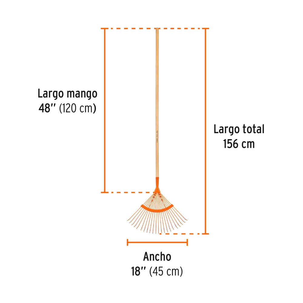ESCOBA METÁLICA CURVA CON 22 DIENTES REDONDOS TRUPER EM-22A - 2