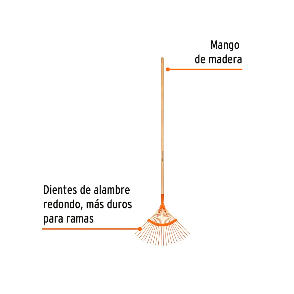 ESCOBA METÁLICA CURVA CON 22 DIENTES REDONDOS TRUPER EM-22A - 3