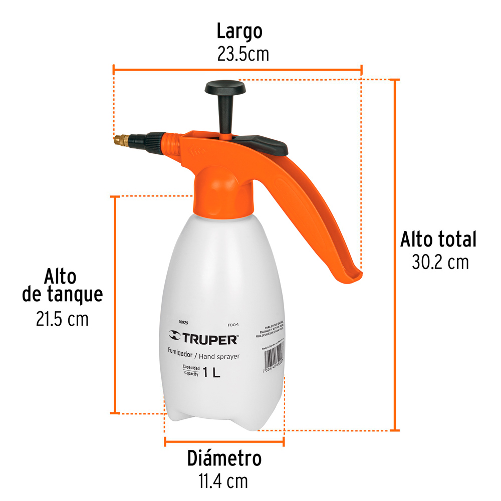 FUMIGADOR DE 1 LITRO DOMÉSTICO TRUPER - 2