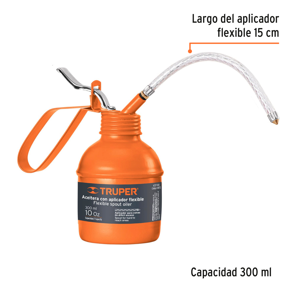 ACEITERA DE 300 ML (10 OZ) CON APLICADOR FLEXIBLE TRUPER - 3