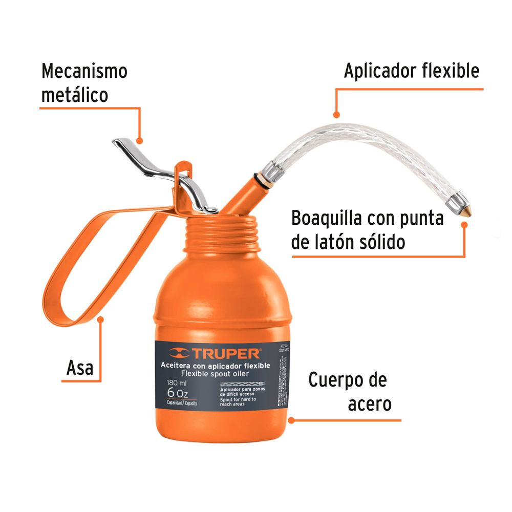 ACEITERA DE 180 ML (6 OZ) CON APLICADOR FLEXIBLE TRUPER - 2