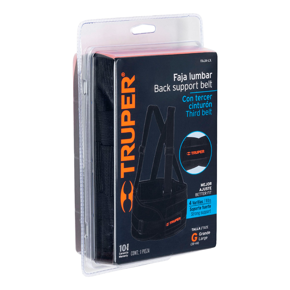 FAJA LUMBAR CON TERCER CINTURÓN TALLA G TRUPER - 2