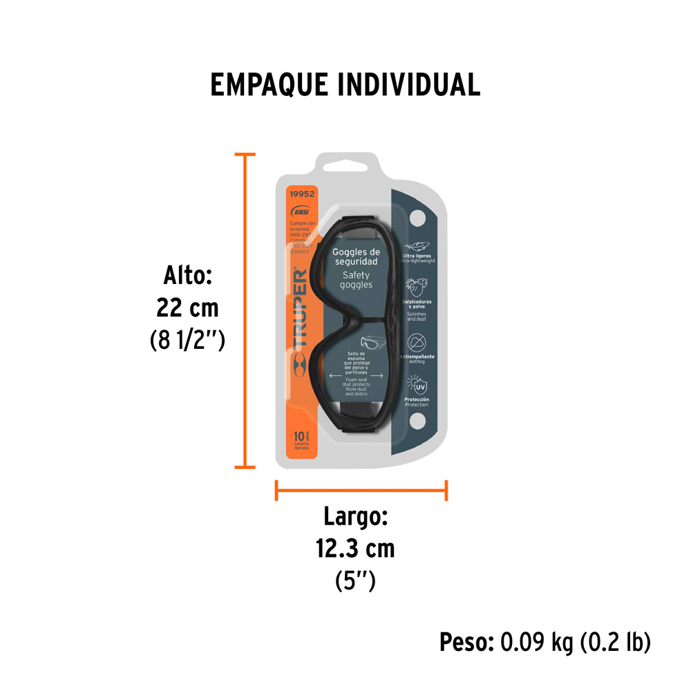 GOGGLES DE SEGURIDAD ULTRA LIGEROS ANTIEMPAÑO TRUPER - 3