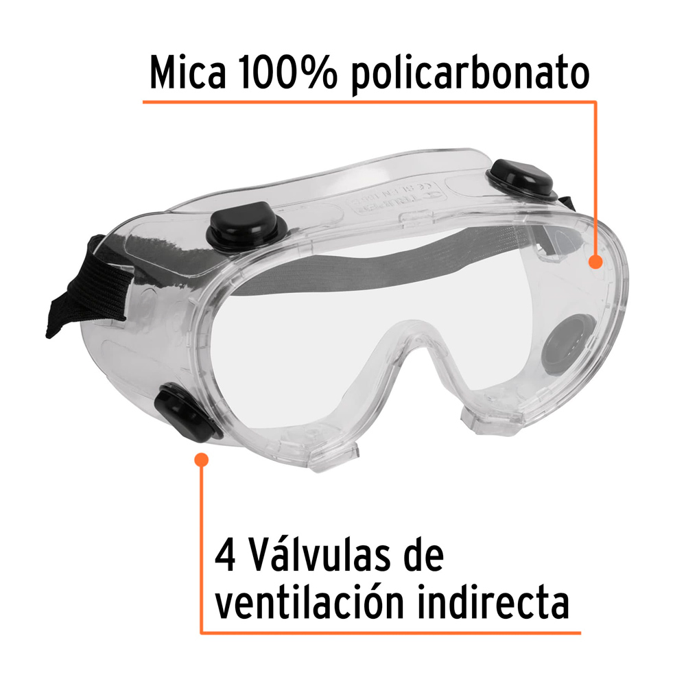 GOGGLES DE SEGURIDAD CON VÁLVULAS DE VENTILACIÓN INDIRECTA - 2