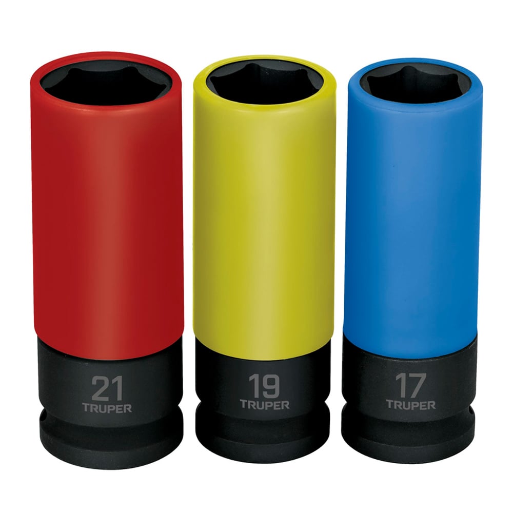 JDI-1/2X3MP JUEGO 3 DADOS LARGOS 1/2' IMPACTO PROTECCIÓN PLÁSTICA 6P MM - 1