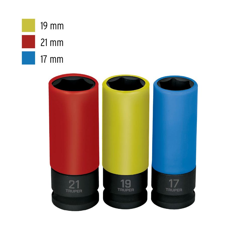 JDI-1/2X3MP JUEGO 3 DADOS LARGOS 1/2' IMPACTO PROTECCIÓN PLÁSTICA 6P MM - 4