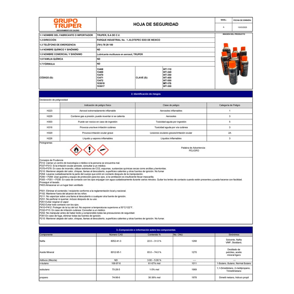 ACEITE AFLOJATODO EN AEROSOL DE 345 ML TRUPER - 3