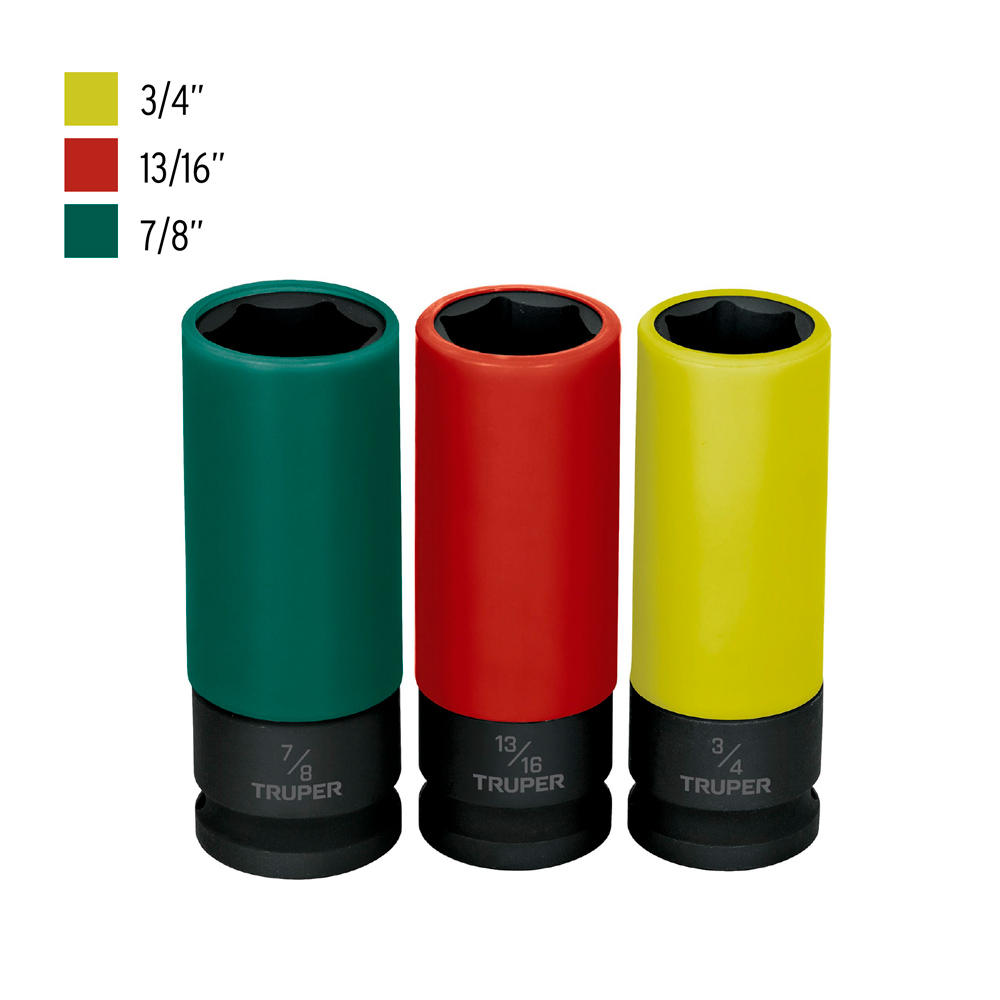 JDI-1/2X3LP JUEGO 3 DADOS LARGOS 1/2' IMPACTO PROTECCIÓN PLÁSTICA 6P STD - 4