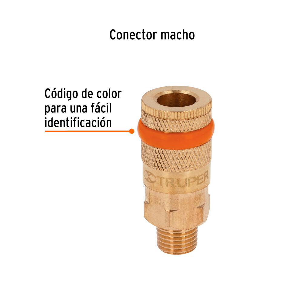 ACOPLE DE LATÓN CUERDA 1/4 NPT MACHO TRUPER - 2