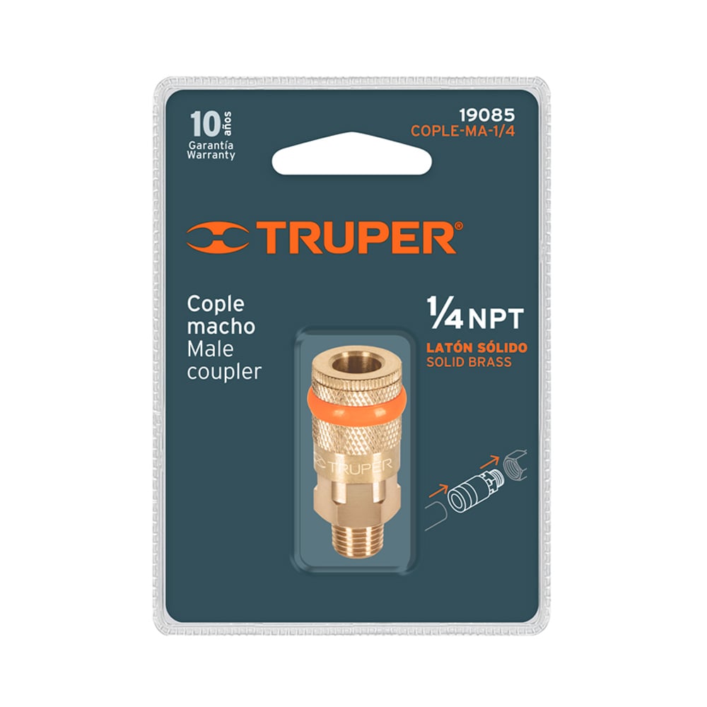 ACOPLE DE LATÓN CUERDA 1/4 NPT MACHO TRUPER - 3