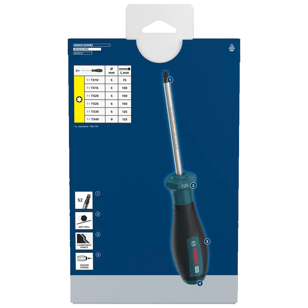 JUEGO DESTORNILLADOR PRO BOSCH TX X 6 PZ 1600A039PC - 3