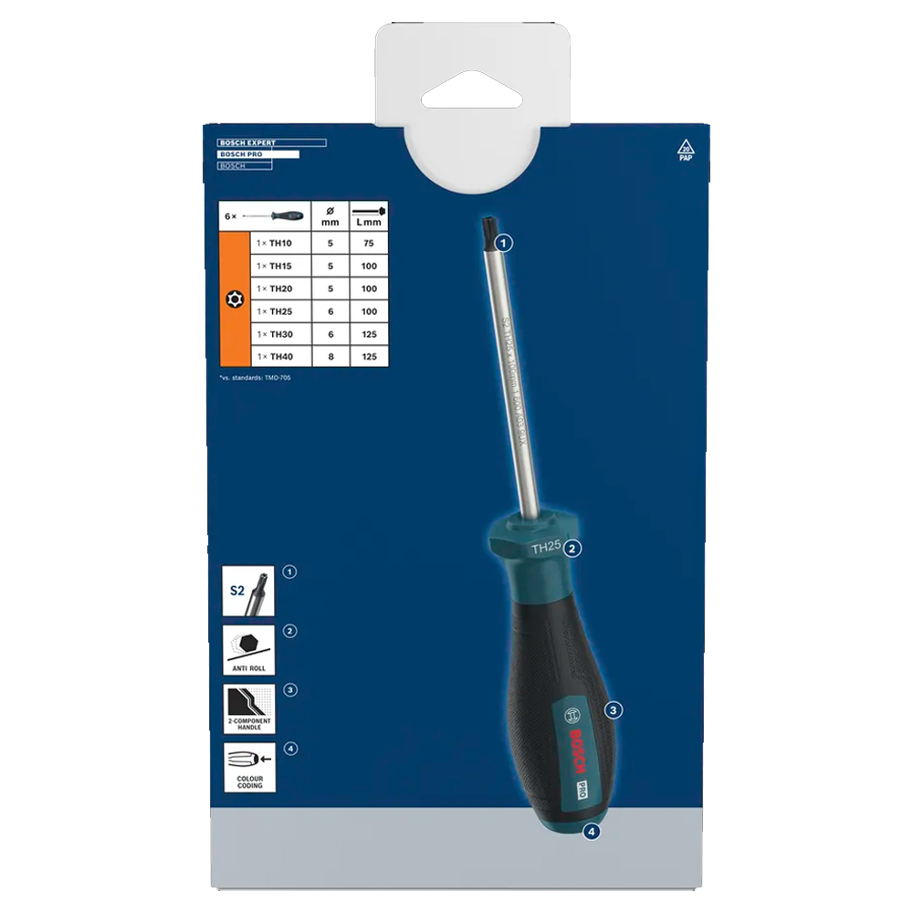 JUEGO DESTORNILLADOR PRO BOSCH TH X 6 PZ 1600A03HU5 - 3