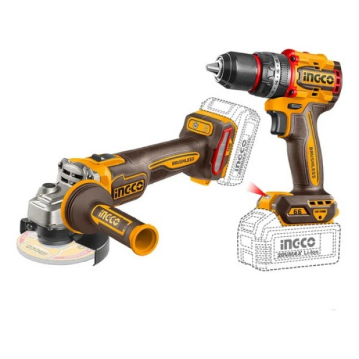 TALADRO PERCUTOR + AMOLADORA 115 MM 20V INGCO CKLI20256 - 3