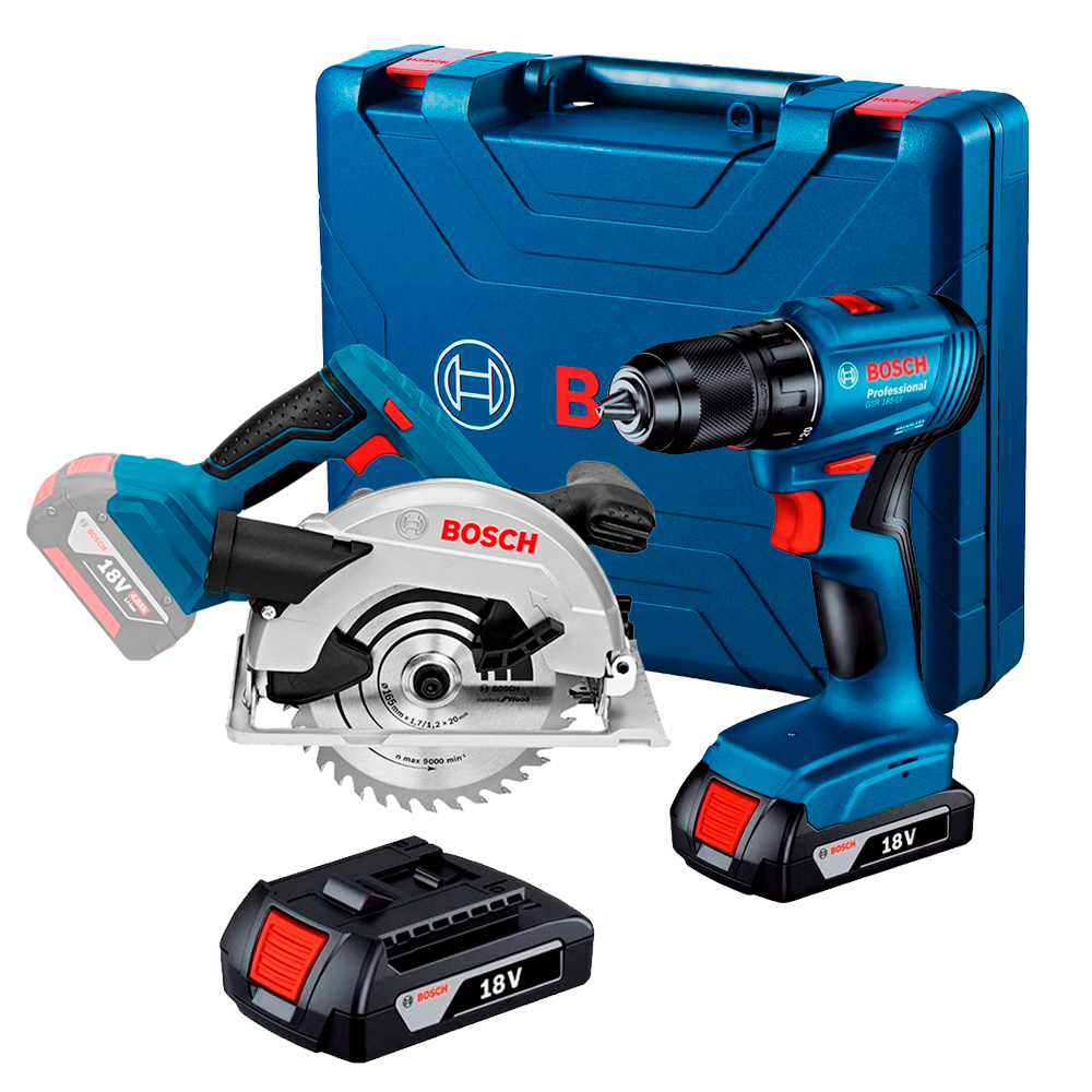 TALADRO ATORNILLADOR BOSCH GSR 185-LI +SIERRA GKS 185 + 2BAT - 1