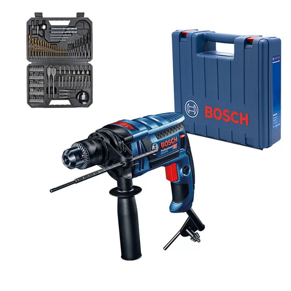 TALADRO PERCUTOR GSB 16+MALETA PLASTICA+SET 103 PIEZAS BOSCH - 1