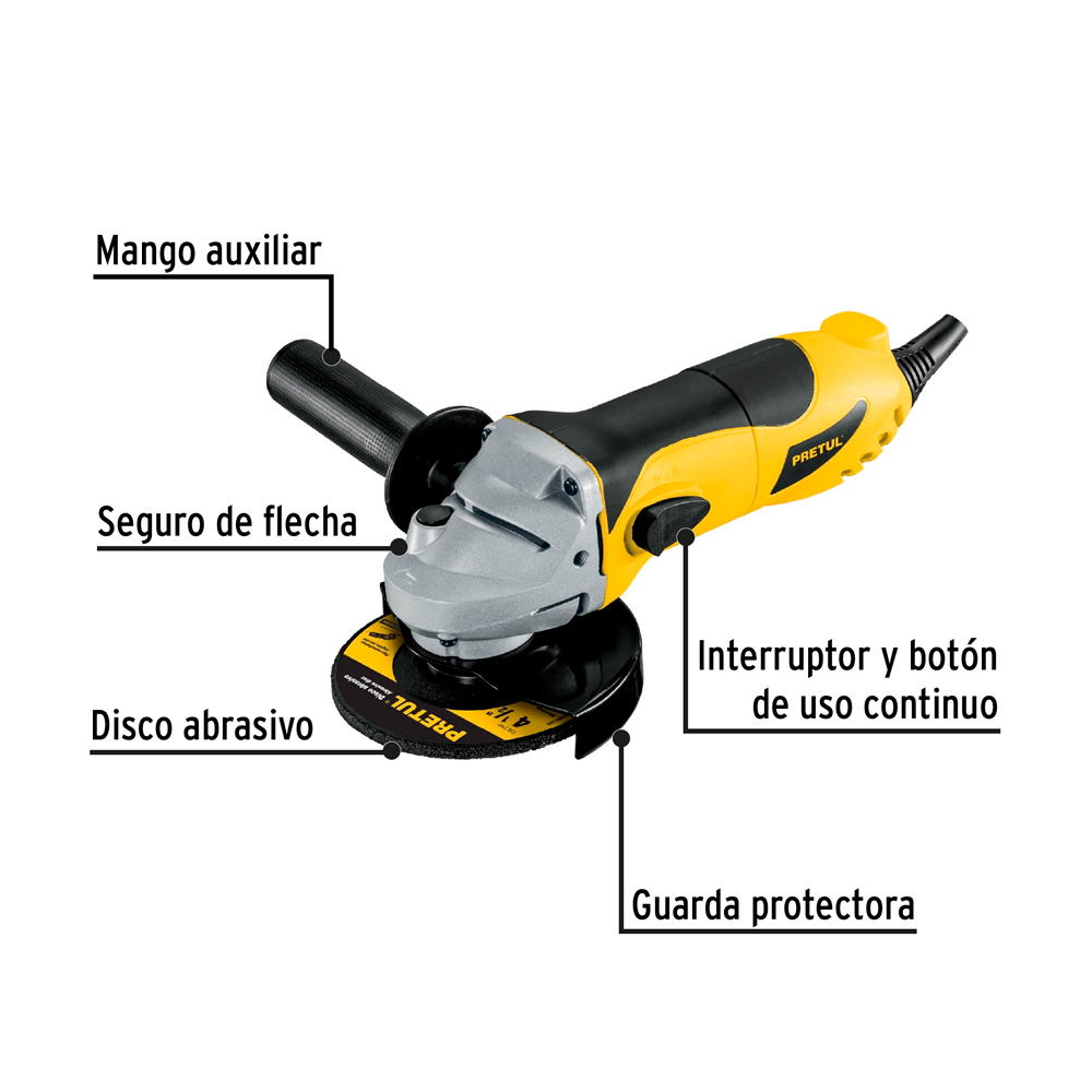 ESMERILADORA ANGULAR 700W PRETUL 4 1/2' 22360 - 3