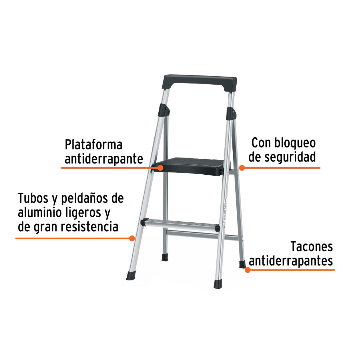ESCALERA TUBULAR DE ALUMINIO PLEGABLE 2 PASOS ESTU-2A TRUPER - 2