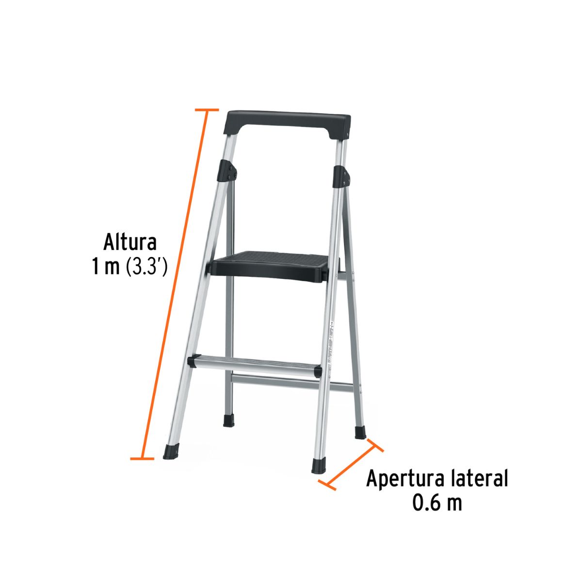 ESCALERA TUBULAR DE ALUMINIO PLEGABLE 2 PASOS ESTU-2A TRUPER - 3