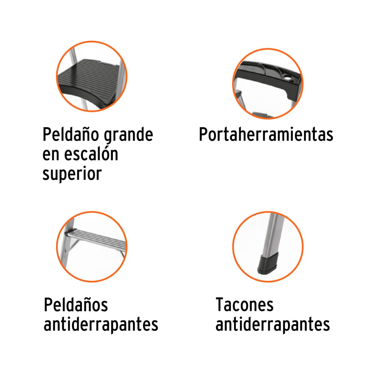 ESCALERA TUBULAR DE ALUMINIO PLEGABLE 2 PASOS ESTU-2A TRUPER - 4