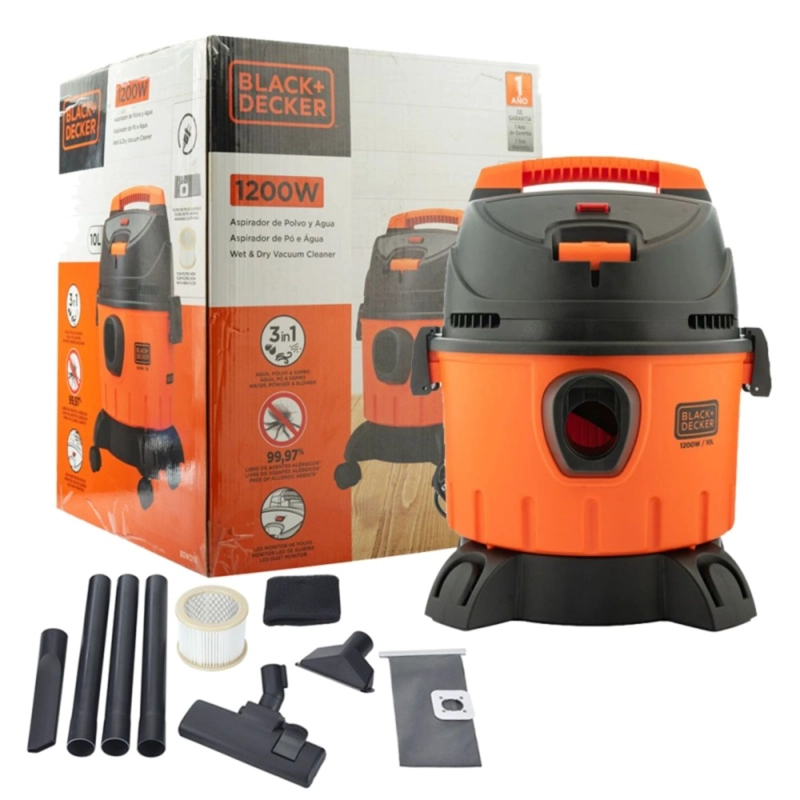 ASPIRADORA SECO/HÚMEDO 1200W 10 L BLACKYDECKER BDWD10-B2C - 1