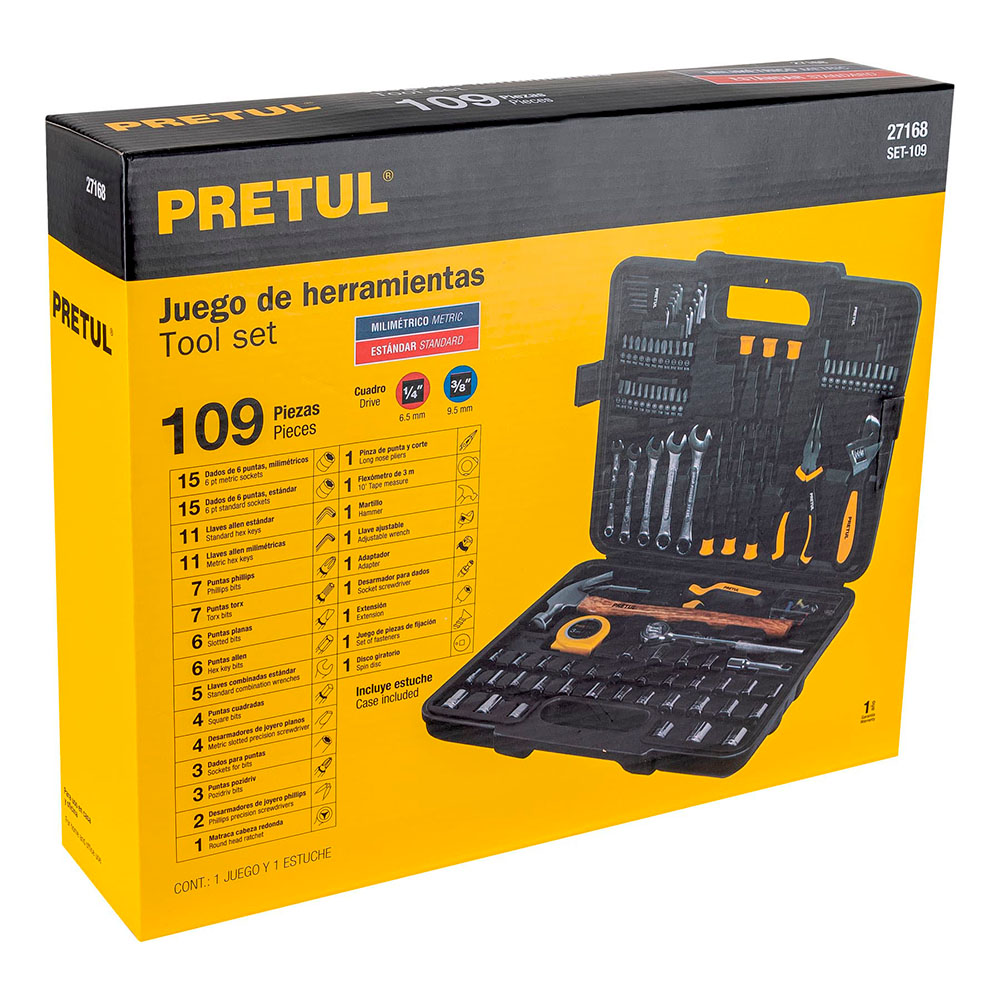 JUEGO DE HERRAMIENTAS PRETUL 109 PIEZAS 27168 - 3