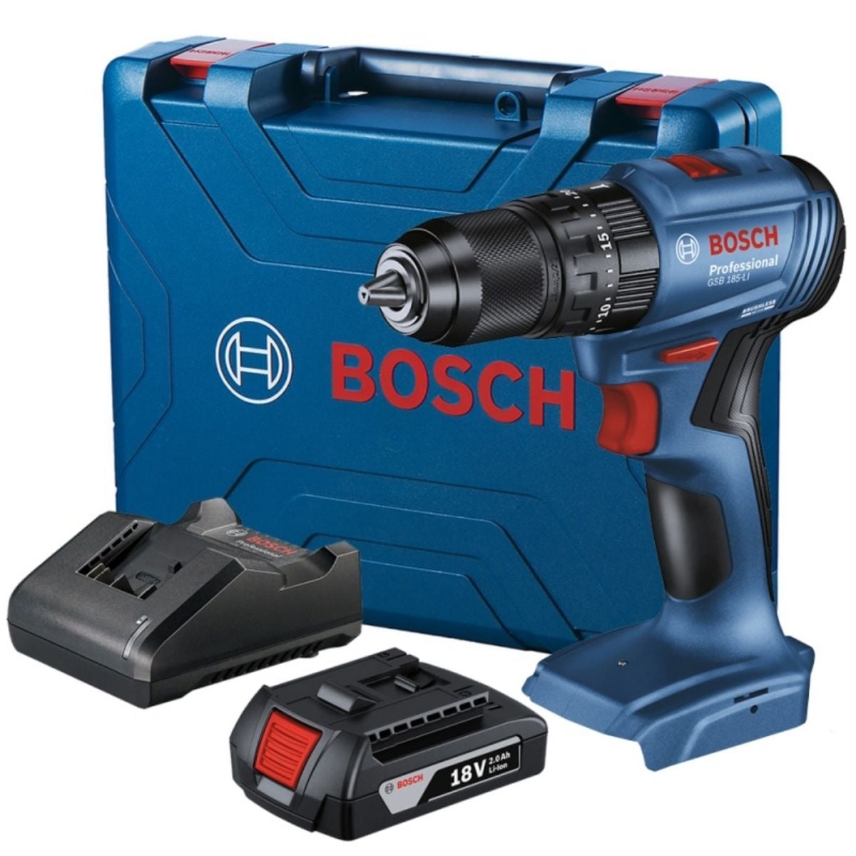 TALADRO PERCUTOR BOSCH GSB 185 18V 1/2” + BATERÍA + CARGADOR - 1