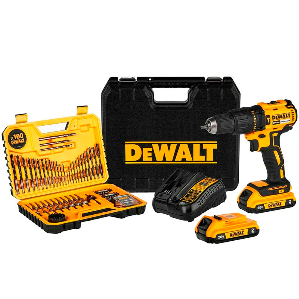 TALADRO PERCUTOR 1/2 20V 2BAT 2.0 AH + SET 100 PZS DEWALT DCD7781S2A-B2 - 1
