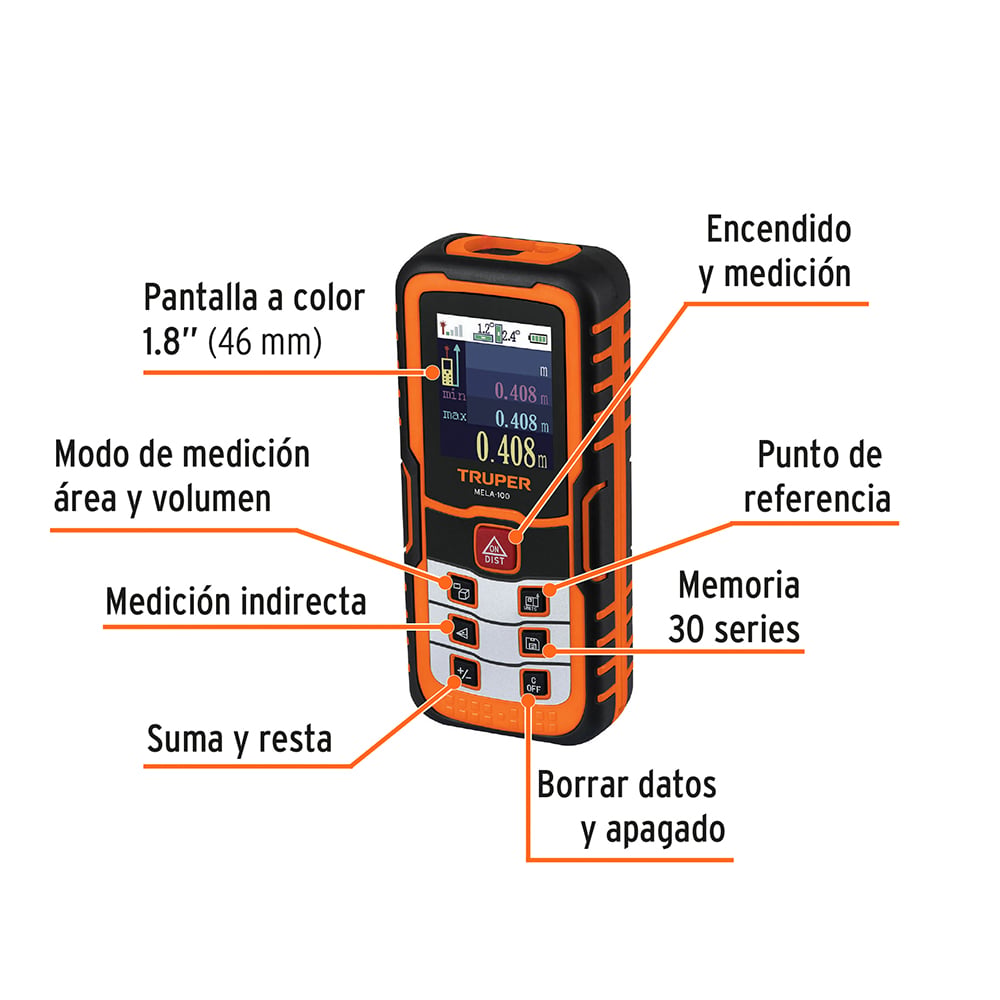 MEDIDOR LASER DE DISTANCIA 100M MELA-100 TRUPER - 2