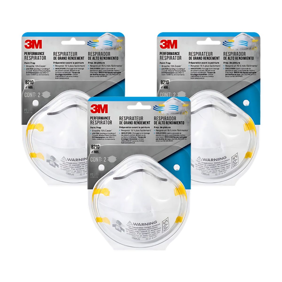PACK X3 MASCARILLA DE PARTÍCULAS DE ALTO RENDIMIENTO 3M 8210 X12 - 1