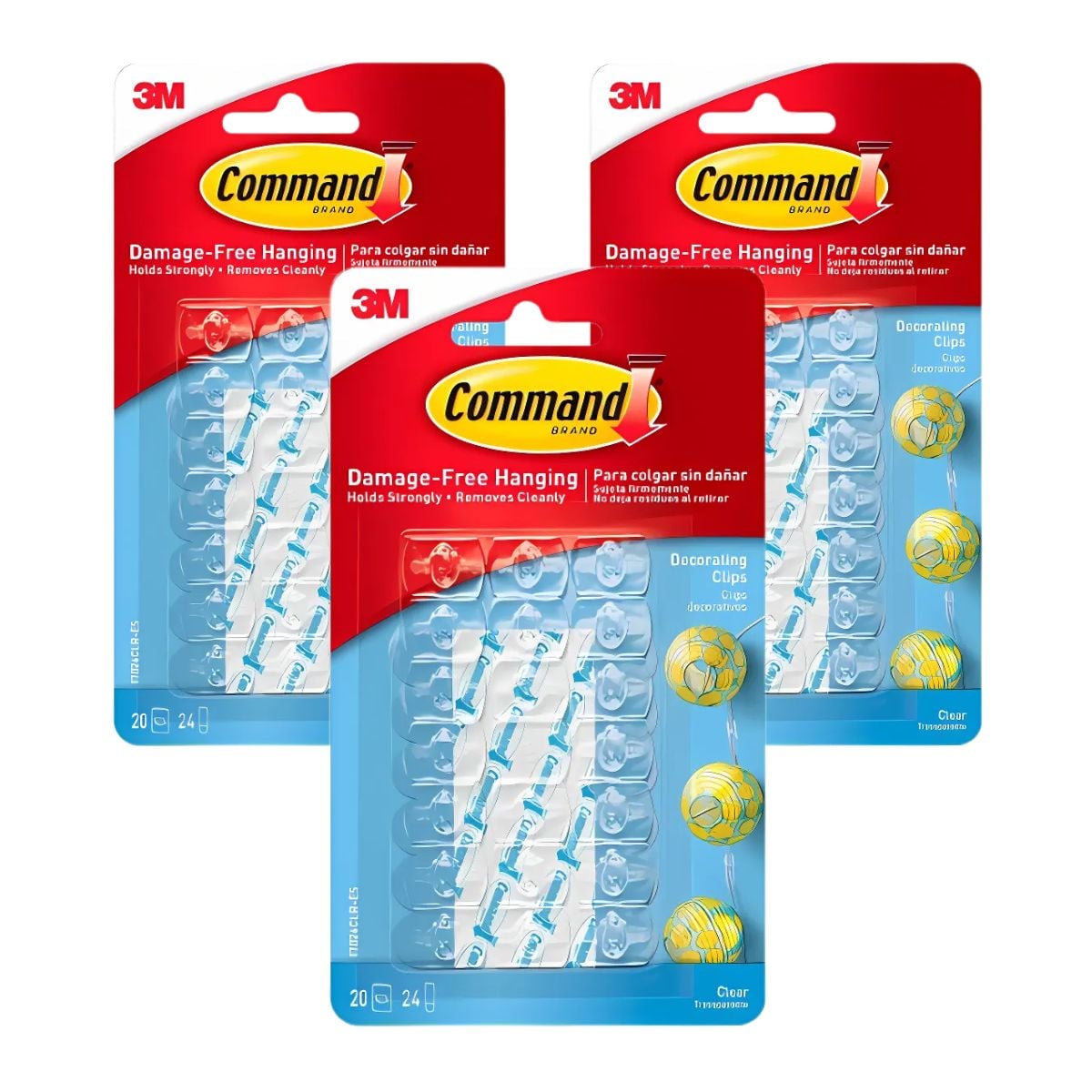 PACK X3 GANCHOS COMMAND DECORATIVOS CLEAR 17026 - 1