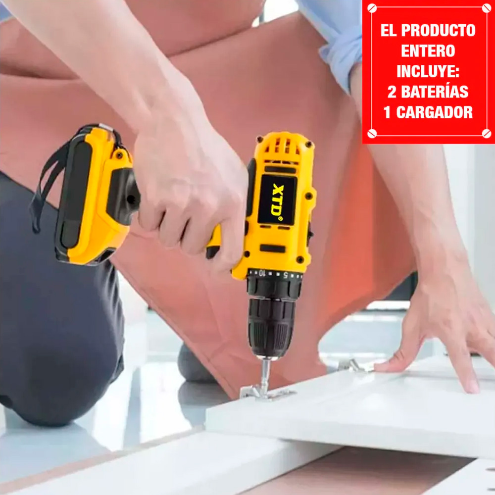 TALADRO PERCUTOR INALÁMBRICO XTD 20V 2 BATERÍAS 1.5AH + KIT COMPLETO - 2