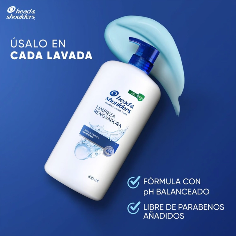 SHAMPOO HEAD Y SHOULDERS LIMPIEZA RENOVADORA 850 ML - 5