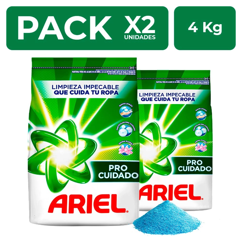 PACKX2 DETERGENTE EN POLVO ARIEL REGULAR 4KG - 1
