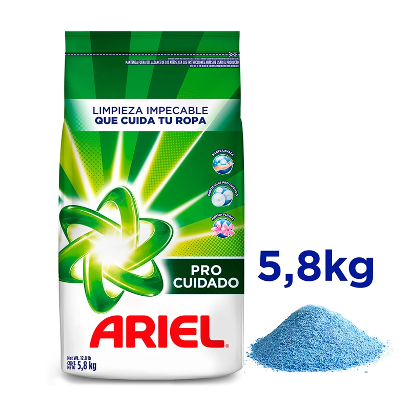 DETERGENTE EN POLVO ARIEL REGULAR PRO CUIDADO 5.8KG - 1