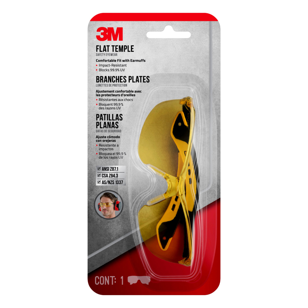 LENTES DE SEGURIDAD 3M PROFESIONALES CON LUNA AMARILLA - 1