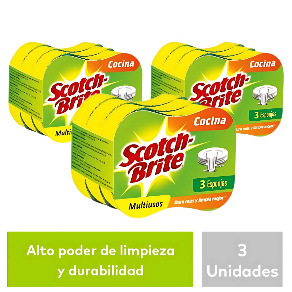 PACK X3 ESPONJA SCOTCH BRITE 2EN1 X3 - 1