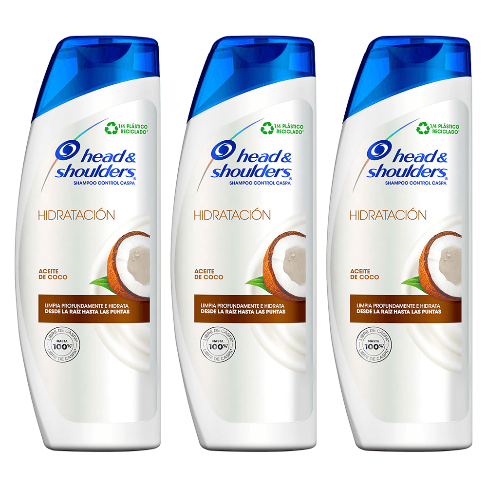 PACK X3 SHAMPOO HEADYSHOULDERS HIDRATACIÓN ACEITE COCO 375ML - 1