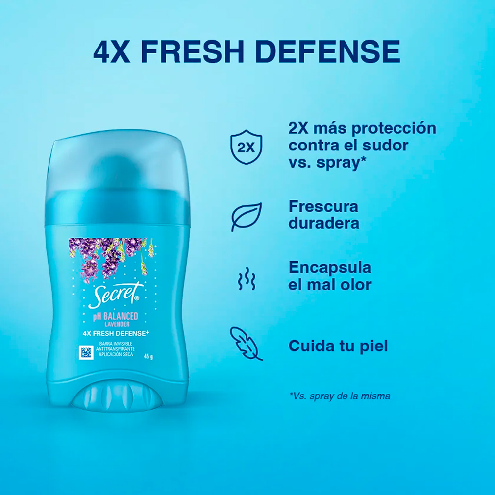 ANTITRANSPIRANTE EN BARRA SECRET SICK PH BALANCED LAVENDER 45G - 2