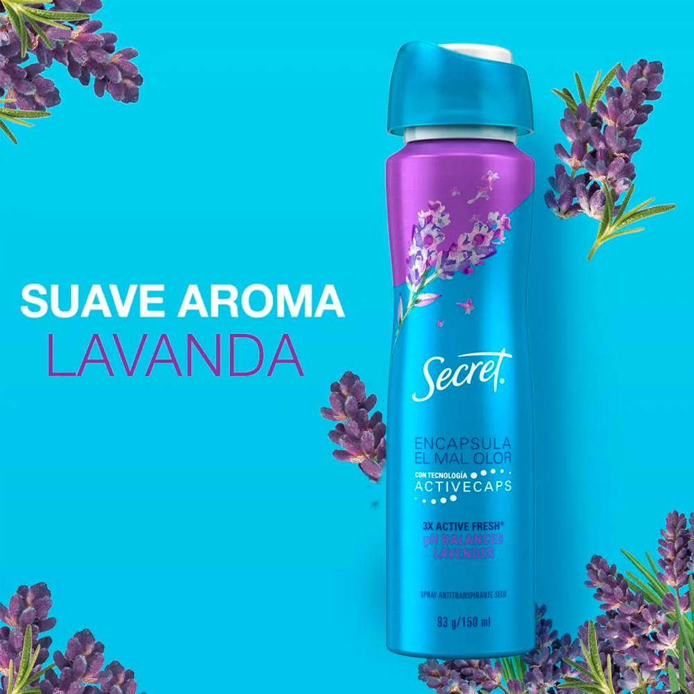 DESODORANTE SPRAY SECRET ANTITRANSPIRANTE LAVANDER 150 ML - 3