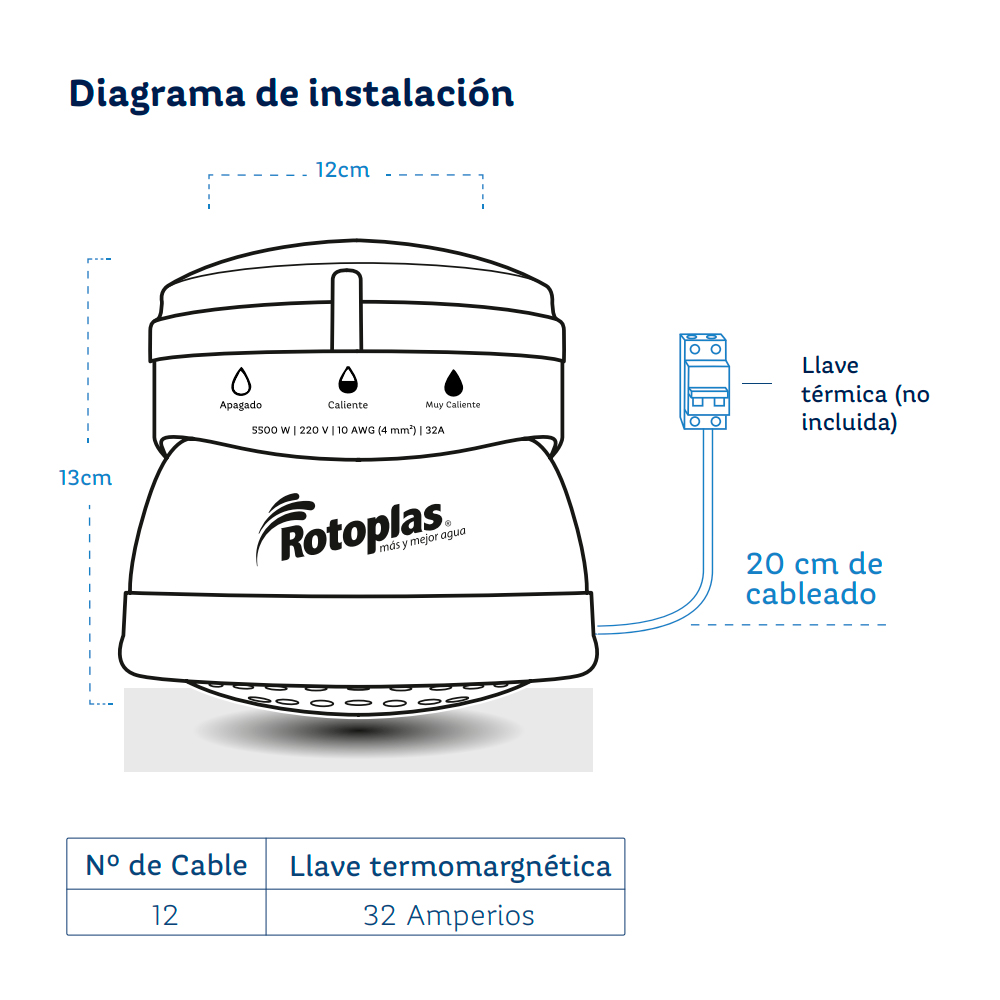DUCHA ELECTRICA ROTOPLAS 3T 5500W - 2