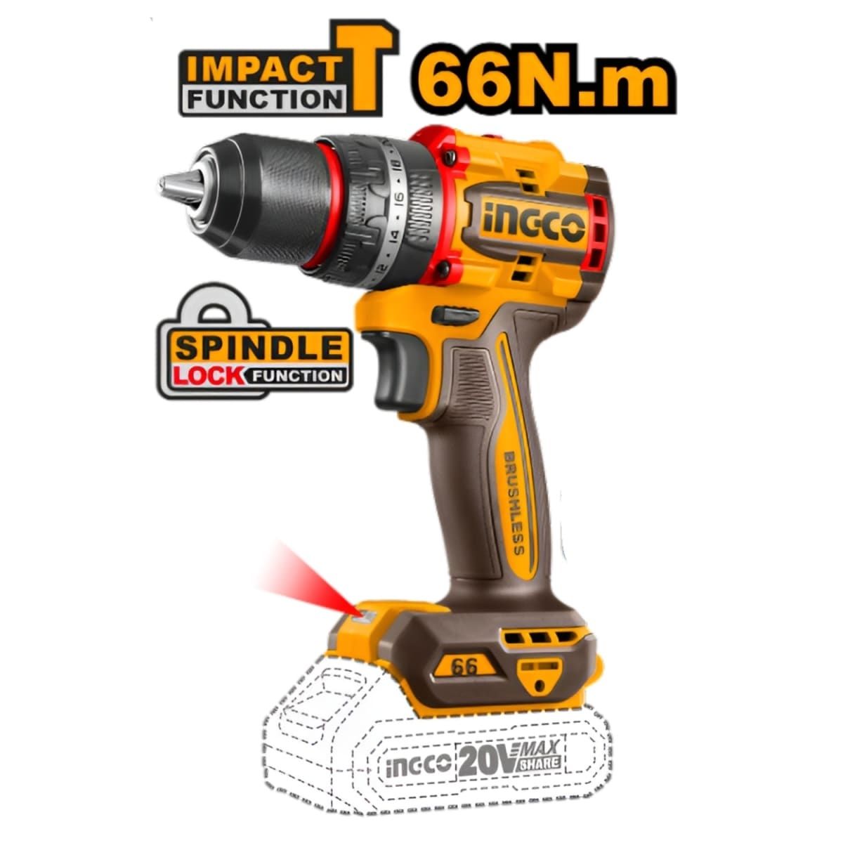 KIT TALADRO + AMOLADORA + LLAVE 20V 4AH 2BAT COSLI241291 - 4