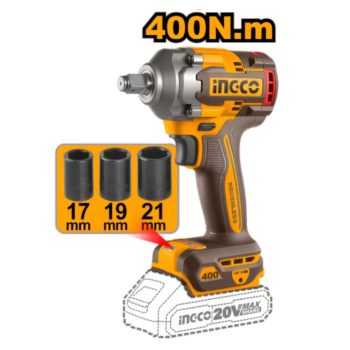 KIT TALADRO + AMOLADORA + LLAVE 20V 4AH 2BAT COSLI241291 - 5