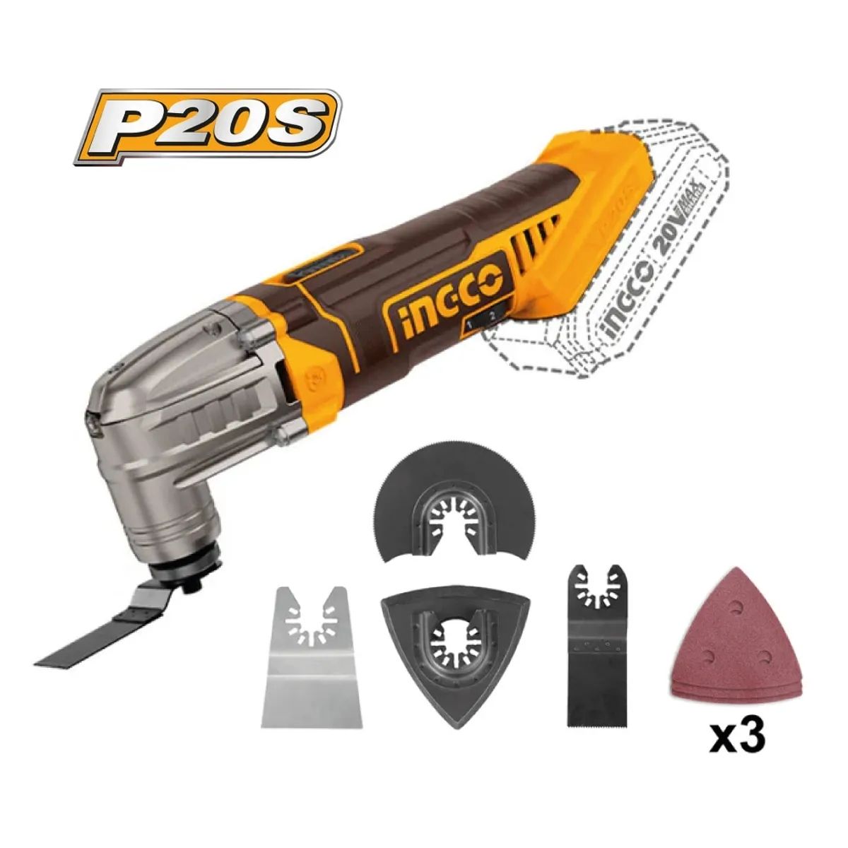 PISTOLA DE CALOR + MULTIHERRAMIENTA INGCO COSLI230703 20V - 4