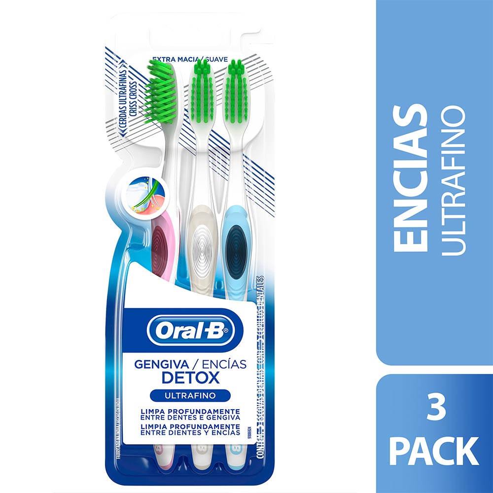 CEPILLO DENTAL ORAL B ULTRAFINO ENCÍAS DETOX 3 UNIDADES - 1